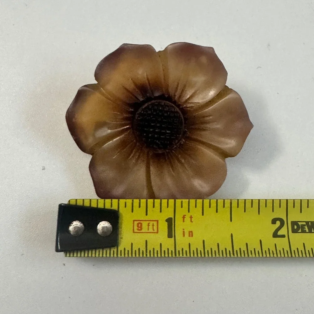 Vintage Bakelight Flower Brooch Amber purple ombre Floral Pin 1.5 Inch 1930's